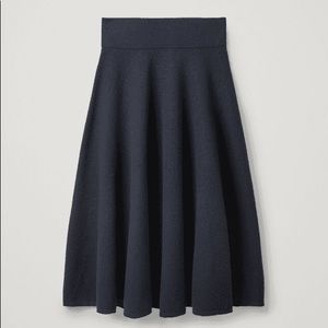 COS Navy Blue Boiled Wool Circle Skirt Size Small